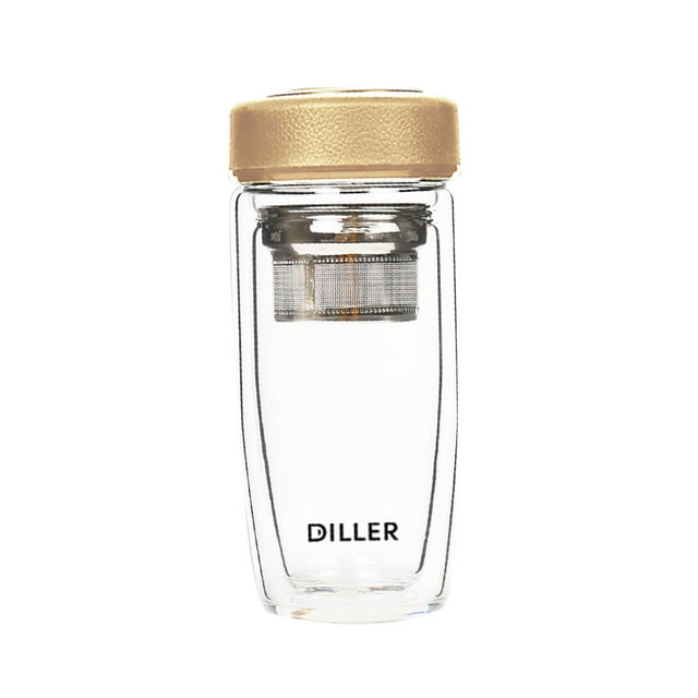 Yuarrent Botella de agua de doble capa de 280ml, frasco de vidrio montado en el coche, vaso de té resistente a altas temperaturas, taza de viaje para el Teteras oro Yuarrent HA080674-02