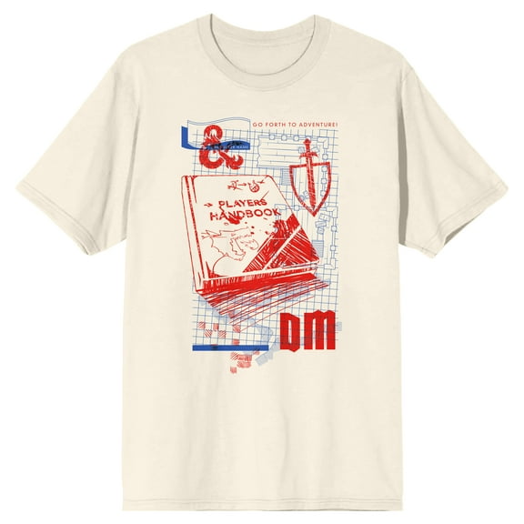 Dungeons & Dragons Player's Handbook Line Art Men's Natural Ground T-shirt-Large