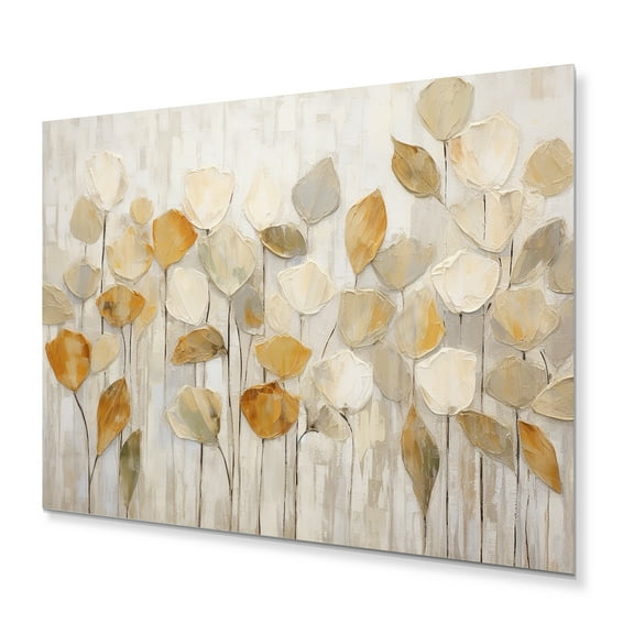 Designart "Beige Botanical Expressions II" Abstract Botanicals Metal Wall Art Prints
