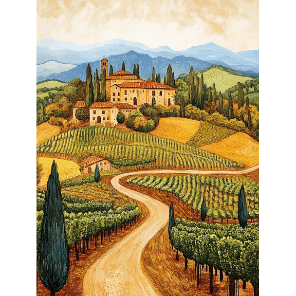 Tuscan Villa Landscape Canvas Print/Wall Art， Perfect for Living Room， Bedroom， Dining Room， Office， and Hallway Decoration