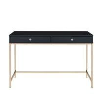 Newboti Furniture Black High Gloss and Gold 2-drawer Writing Desk 33637