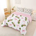 thumbnail image 2 of Manfei Cute Coquette Bowtie Full Size Comforter Sets,Vegetable Cucumber Bedding Comforter Set,Pink Reversible,3pcs,1 Comforter and 2 Pillowcases, 2 of 7