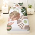 thumbnail image 3 of Castle Fairy Boho Tropical Leaf Twin Sheet Sets 3pcs for Teens, Geometric Art Bedding for Bedroom, Blush Pink Sage, 3 of 6