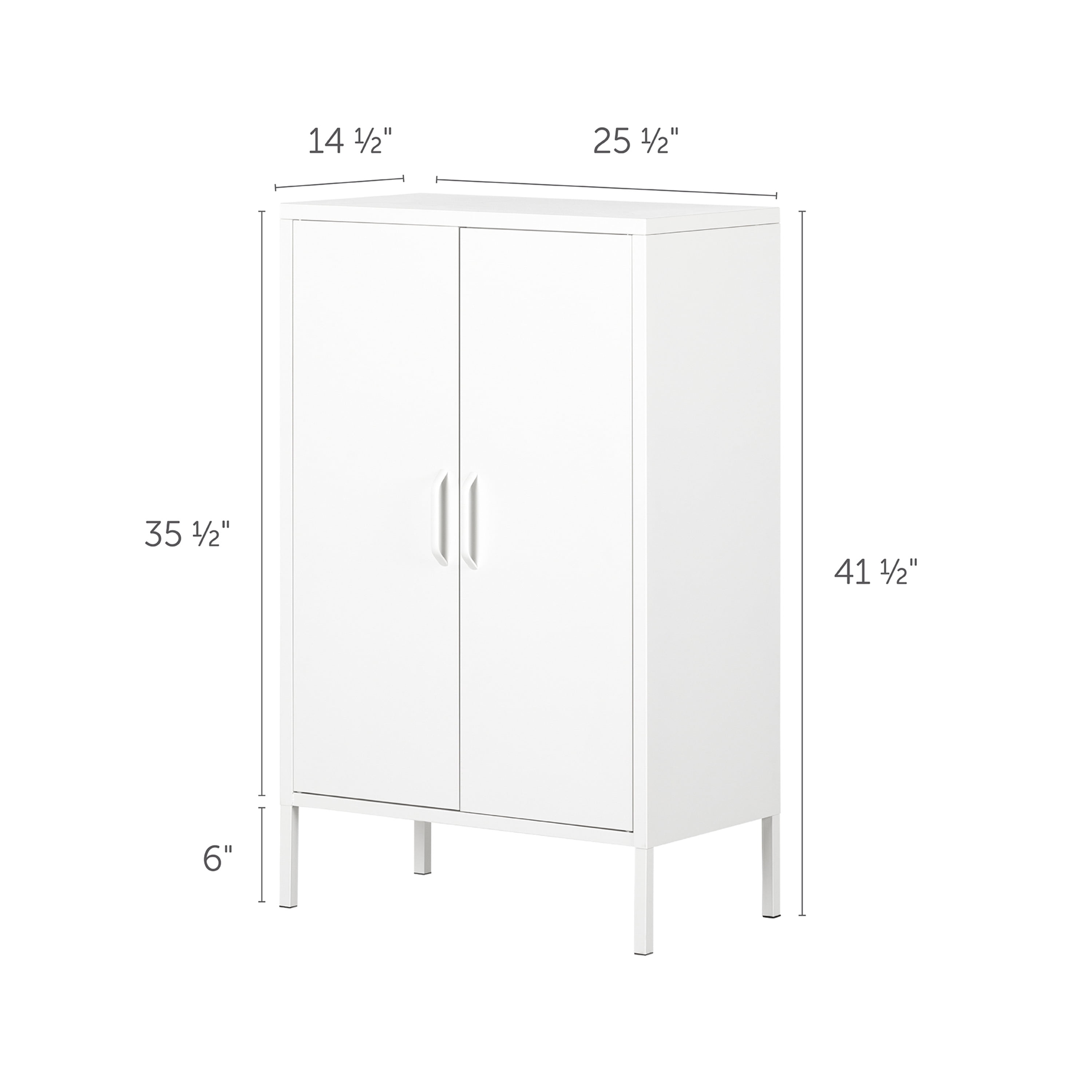 South Shore Crea, Contemporary Metal 2-Door Accent Cabinet, Pure White