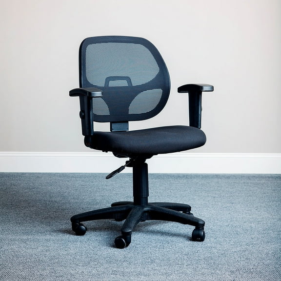 Interion Office Chair With Mid Back & Adjustable Arms Black Black
