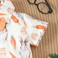 thumbnail image 5 of Kaprioy My First Easter Baby Boy Outfit Boys Eeaster Outfit Easter Cartoon Rabbit Print Bow Tie Button Down Shirt Top with Shorts Pants Set Gentleman's Outfit, 5 of 6