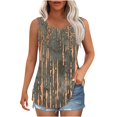 thumbnail image 2 of GaThRRgYP Womens Tank Tops Crewneck,Summer Tank Tops for Women Plus Size,Women's New Loose Casual Crew-neck Pleated Print Fashion Top Khaki XXXXL, 2 of 6