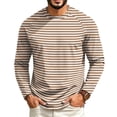 thumbnail image 3 of Mfakffe Men's Striped T-Shirt Long Sleeves Round Neck Basic | Spring Fall, Lightweight Fabric, Soft, Regular Fit, Casual Style, 3 of 5