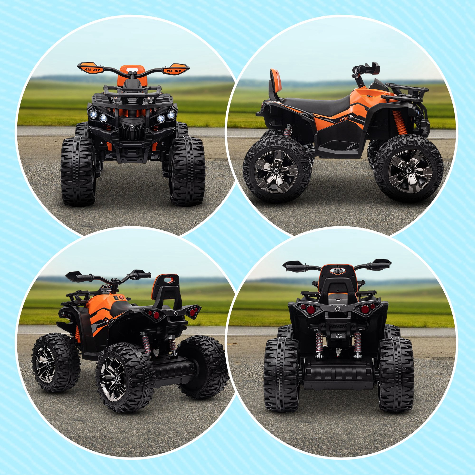 Aosom Kids ATV: 12V Ride-On Quad Car Toy with Music & Lights