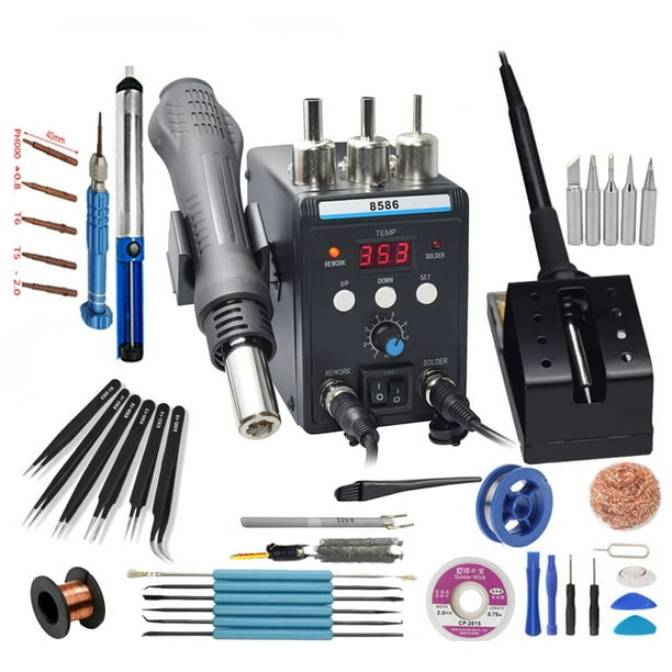 Soldadores eléctricos con pantalla Digital, pistola de aire caliente DIY, mejor estación de retrabajo SMD Eruntop 8586