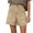 Khaki, variant on Summer Women High Waisted Casual Denim Shorts Denim Shorts Wide Leg Shorts with Pockets
