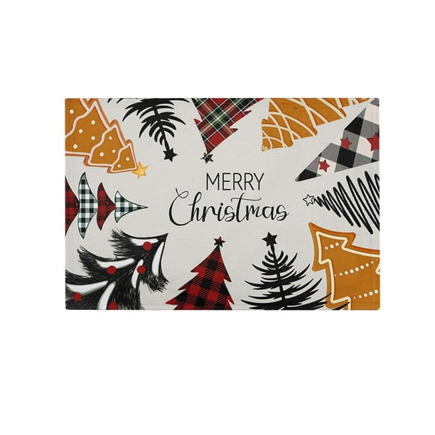 Decoraciones de Navidad Al Aire Libre 30×45cm Lino de Navidad Alfombras de Mesa de Comedor Alfombras Decoraciones de Vacaciones
