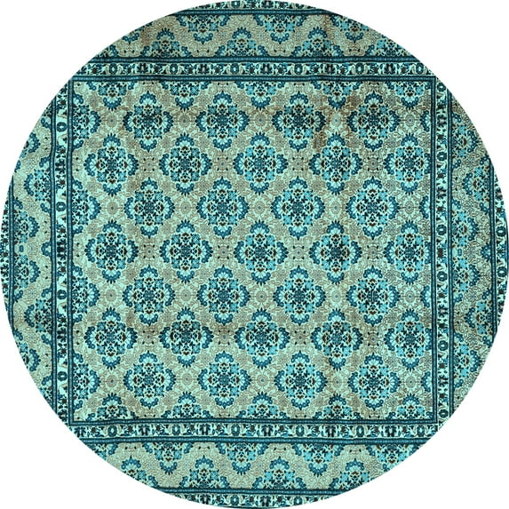 Ahgly Company Indoor Round Persian Light Blue Traditional Area Rugs, 7' Round
