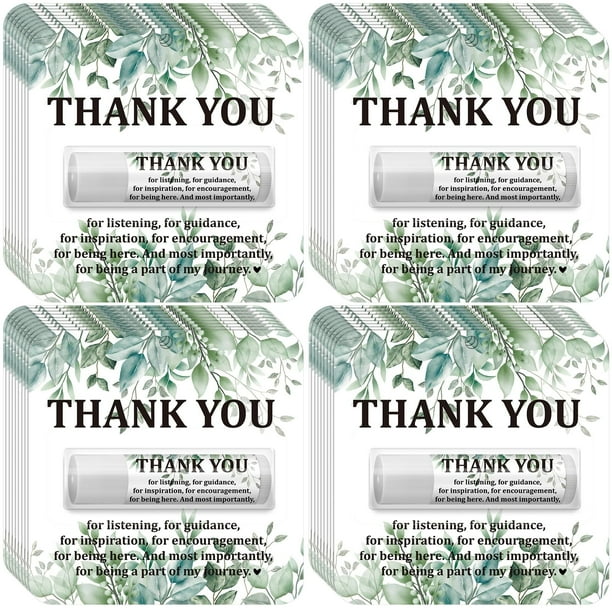 Paquete de 30 bálsamos labiales Thank You de Sacubee, 6,7 cm, regalo a granel