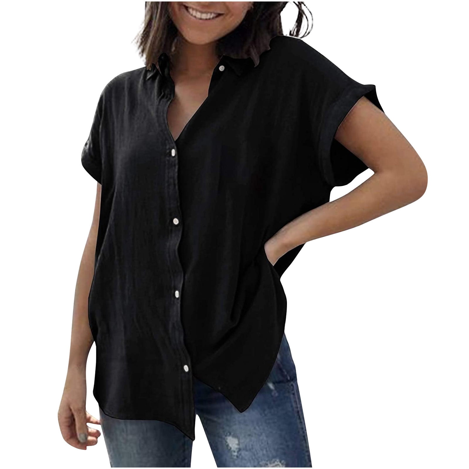 Women's Cotton Linen Button Down Shirts 