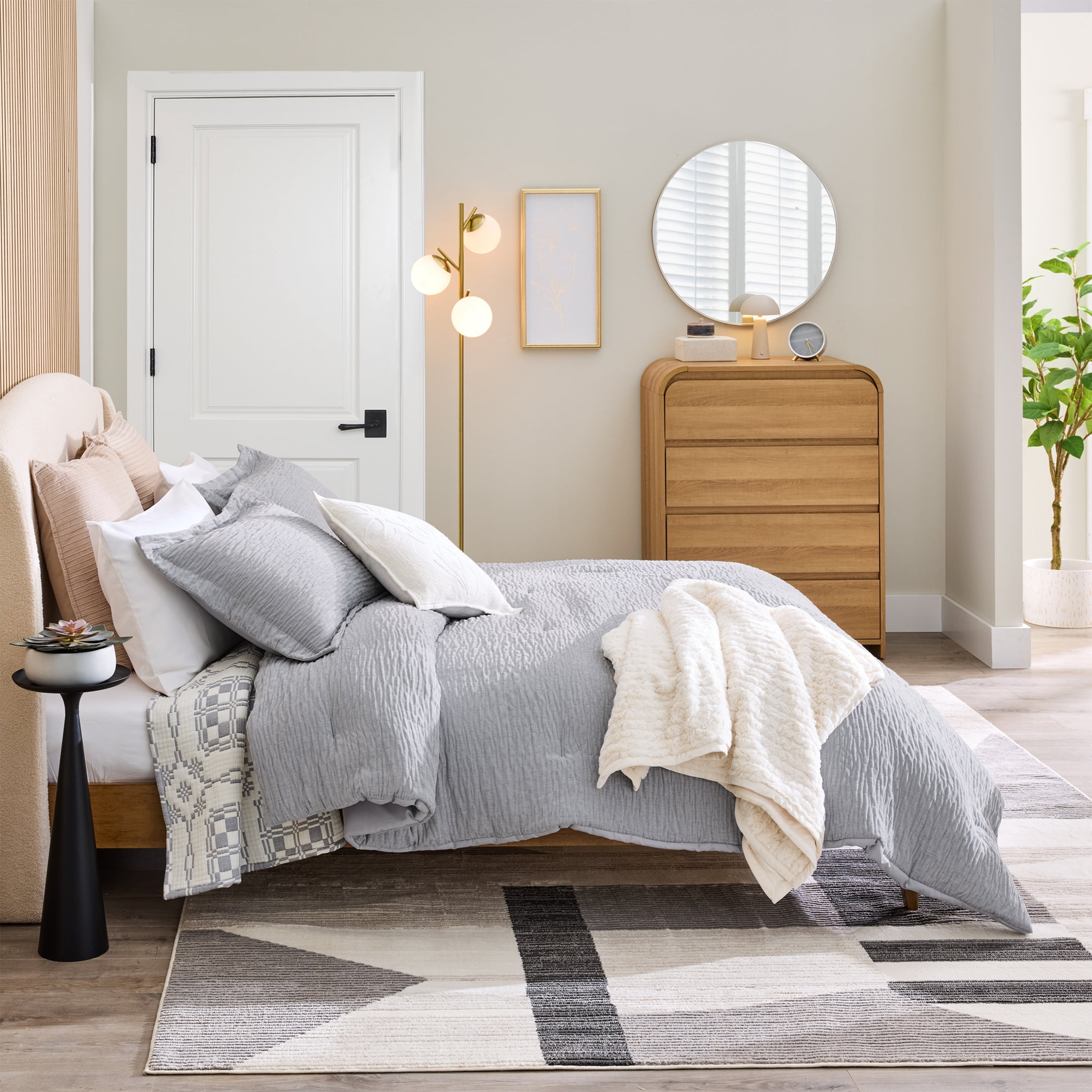 Better Homes & Gardens 3-Piece Soft Silver Rippled Chenille Comforter Set, King