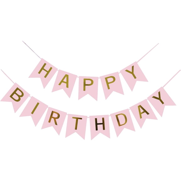 Pink Happy Birthday Pennant Banner Decoration for Party, Event, Celebration and Photo Backdrop
