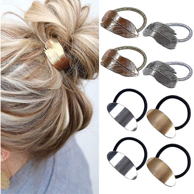 8 bandas elásticas de metal para el pelo para mujeres y niñas, lazos de metal dorado para el pelo, accesorios para el pelo, diadema de goma elástica, envoltura para el pelo de aleación