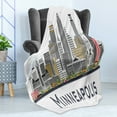 thumbnail image 4 of Minnesota Soft Flannel Fleece Throw Blanket, Elevation of a Street in Minneapolis Image with High Detailed Facades, Cozy Plush for Indoor and Outdoor Use, 50" x 70", Multicolor, by Ambesonne, 4 of 5