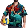 thumbnail image 4 of Mermaid Men's Short Sleeve Printed Button Down Beach, Casual, Poplin Shirts for Summer Vacation, 4 of 6