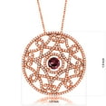 thumbnail image 2 of 18K Rose Gold Plated Red Rhodolite Garnet Filigree Pendant Necklace for Women | 2.20 Cttw | Round 6MM | Gemstone January Birthstone | Length: 1.5 inch | Center: 6MM | with 18 inch Chain, 2 of 2