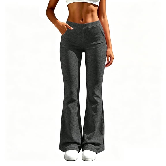 High Waisted Yoga Pants for Women Elastic Waist Pocket Casual Lounge Pants for Daily Wear