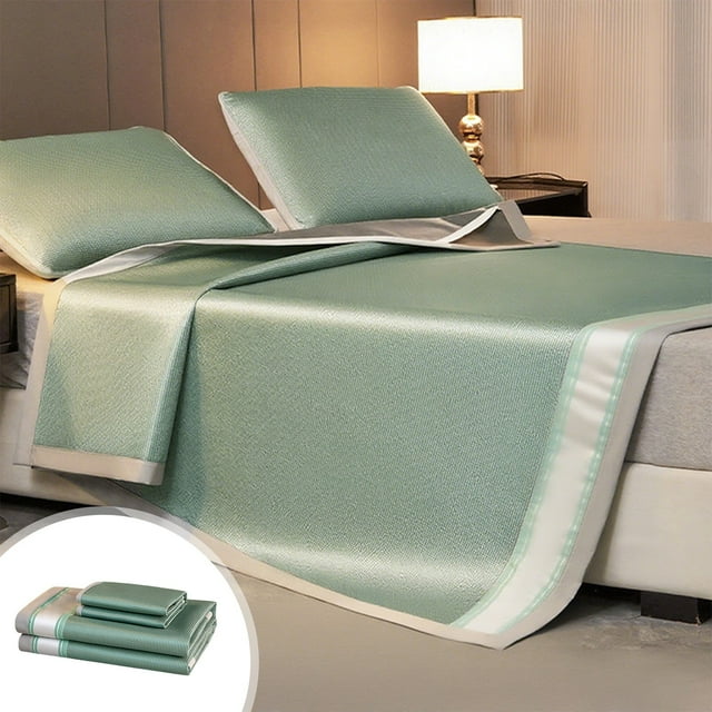 Chmadoxn Ice Silk Cool Mat Set With Pillowcase Ice Silk Material Summer Bed Sheet Soft Mat Bed Sheet Ice silk bed sheet