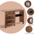 thumbnail image 4 of Gymax Folding Sewing Craft Table Shelf Storage Cabinet Home Furniture W/Wheels Brown, 4 of 10