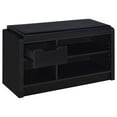 thumbnail image 3 of Aryn Storage Bench with Adjustable Shelf, Black Faux Leather, Black, 3 of 5