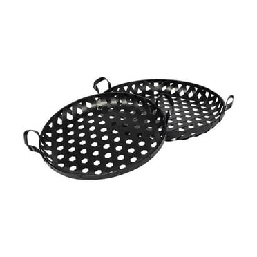 HomeRoots 376053 Matte Black Metal with Interweaved Bottom Trays - Set of 2