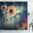 thumbnail image 1 of Ambesonne Spring Shower Curtain, Gerber Petals Butterflies, 69"Wx70"L, Blue Peach, 1 of 3