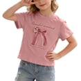 thumbnail image 2 of ITSAME T-Shirts for Girls, Cotton Lightweight Comfort Cute Bow Summer Casual Fashion Tops Pink Size 10, 2 of 9