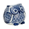 thumbnail image 2 of Blue Ceramic Owl Figurine - Hand-Painted Stoneware Decor for Home, Office, Bedroom, Living Room -5 Inch, 2 of 10