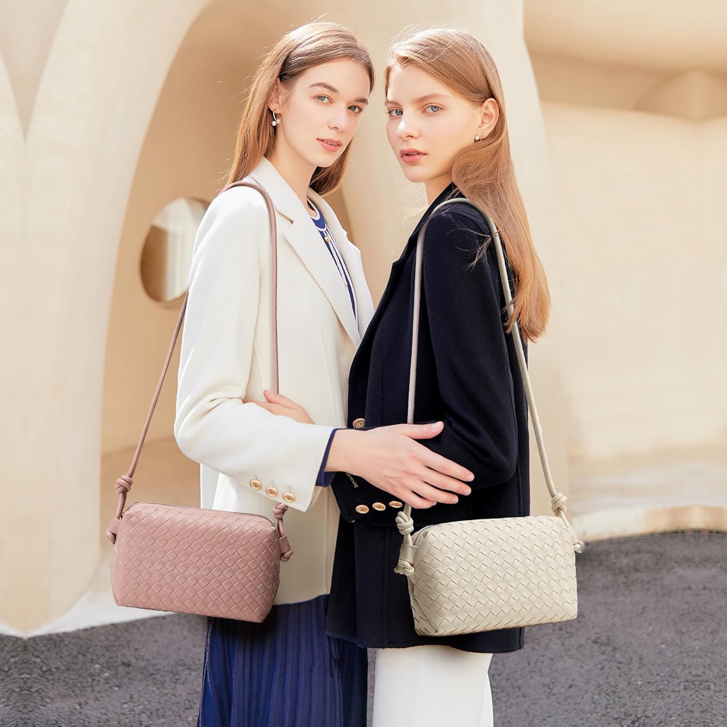 Woven Crossbody Bags for Women: Vegan Leather Handbag - Handwoven Small Purse - Trendy Shoulder Bag