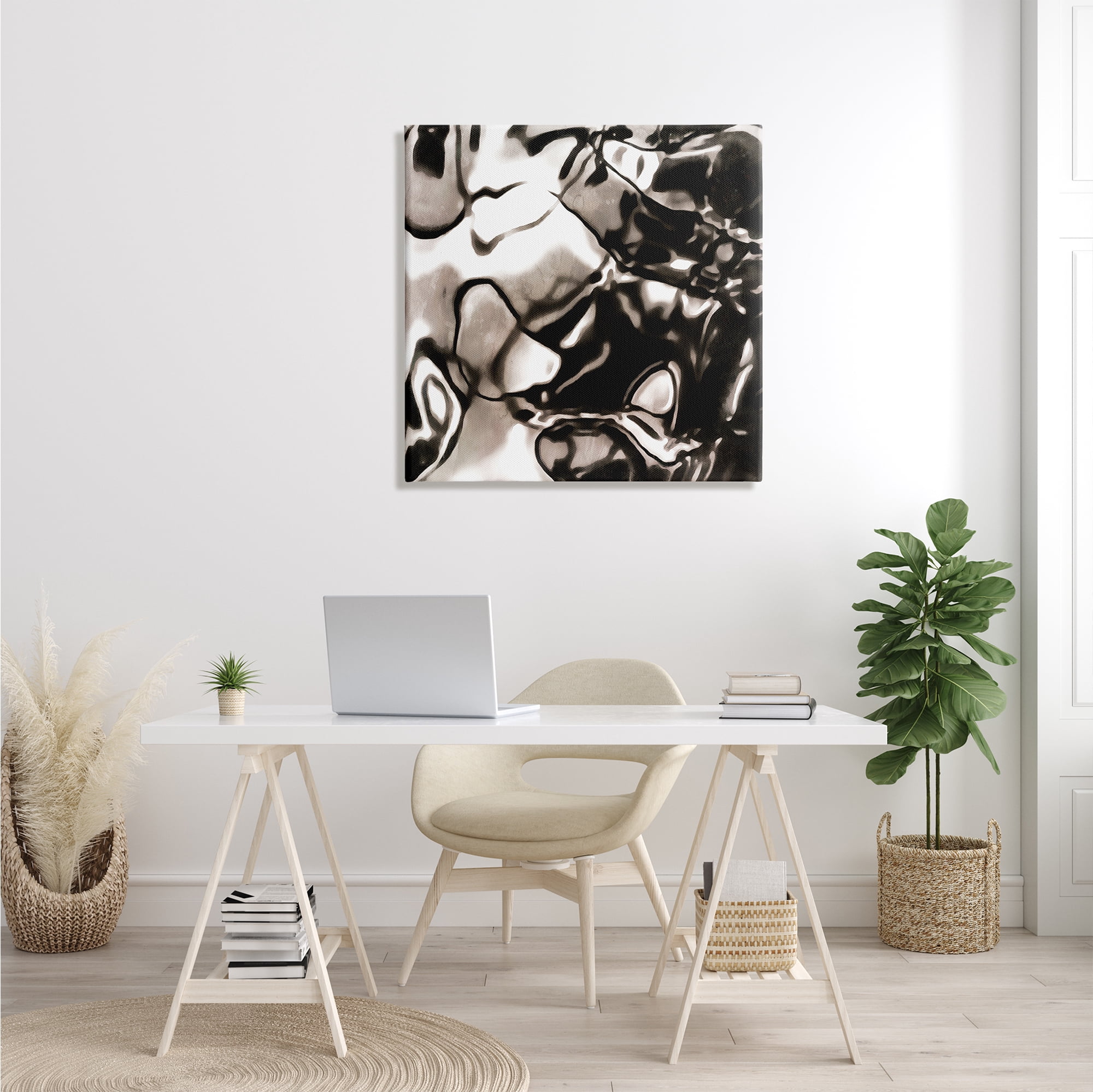Stupell Industries Shimmering Glow Water Abstraction Monochromatic Grey Black, 30 x 30, Designed by Alonzo Saunders