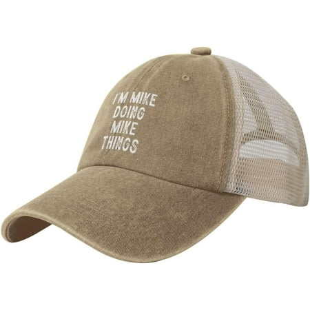 Baseball Cap I'm Mike Doing Mike Things Trucker Hat for Men Women Washed Denim Dad Hat Adjustable,Black