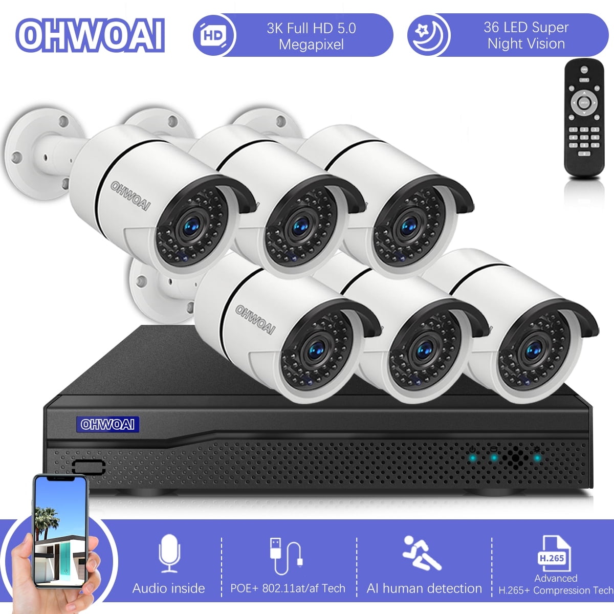 Outdoor&Indoor Home Security Cameras,65ft Night Vision,P2P,Easy Remote View 2TB Hard Drive 【2019 NEW】1080P CCTV Camera Systems,SMONET 8-Channel 1080P 5-in-1 Security Camera Systems 2.0MP ,8pcs 1080P