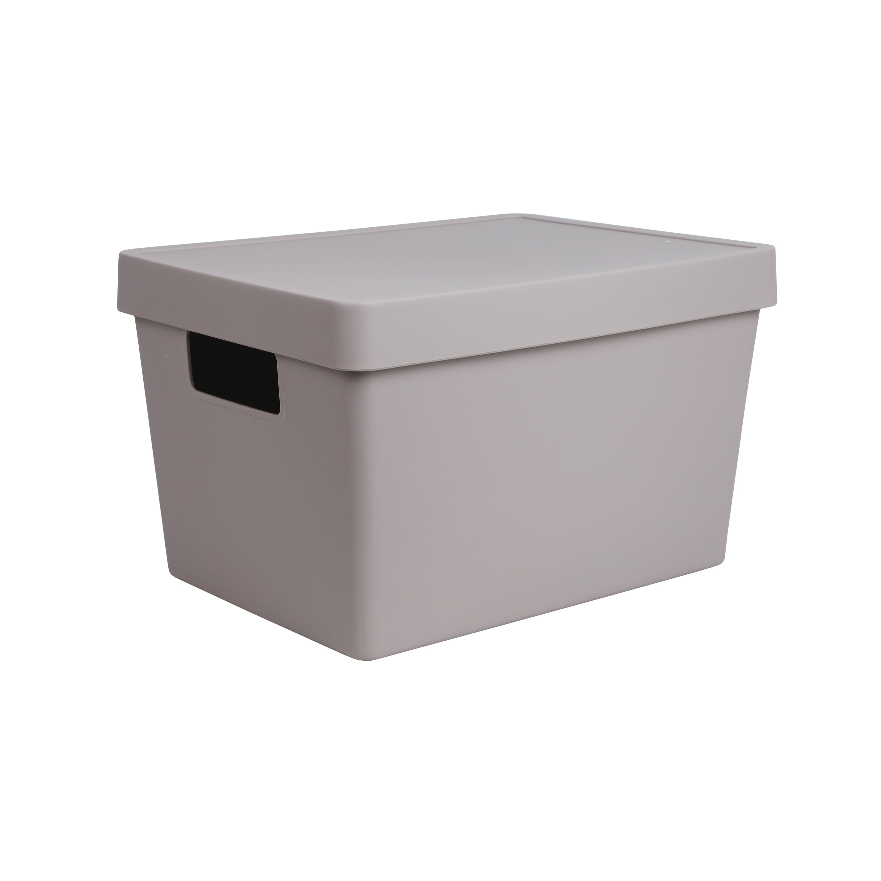 Plastic Bendable Storage Box with Lid, 14.05" x 10.5" x 8.54", Light Gray, The Storage Editions Plastic, Adult Use