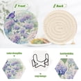 thumbnail image 4 of 6 Pcs Drink Coasters Sets with Holder Pads Cotton Cup Heat-Resistant Hot Mats for Table Protection Butterfly in Lavenders, 4 of 7