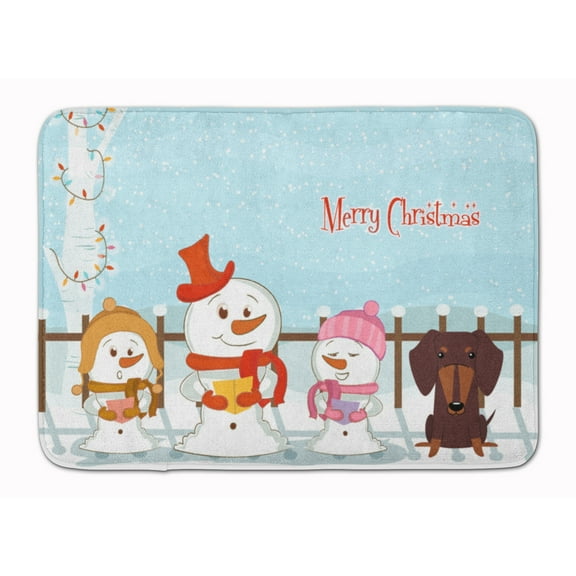 Merry Christmas Carolers Dachshund Chocolate Machine Washable Memory Foam Mat