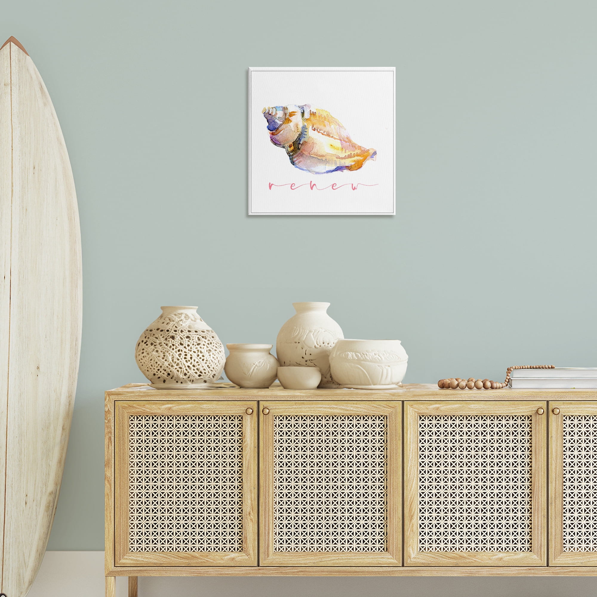 Stupell Industries Conch Shell Renew Nautical & Beach Painting Wrapped Canvas Art Print Wall Art, 24 x 24