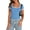 Blue, variant on Women's Summer Short Sleeve T Shirts Ribbed Knit Square Neck Color Block Slim Fit Basic Casual Crop Tops Blouses
