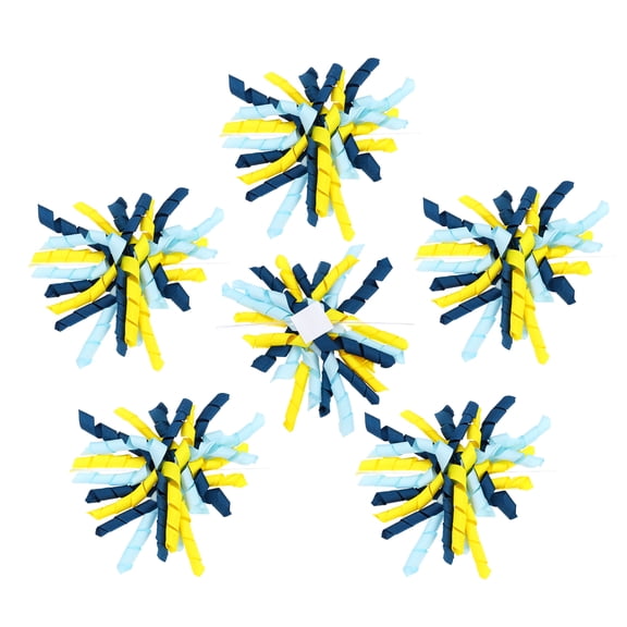 Uxcell 4" Curly Bows for Gift Wrapping, 6Pcs Self Adhesive Twist Tie Grosgrain Ribbon Bow for Treat Bag Christmas Birthday Gift Box Party Favors Decor, Yellow Blue