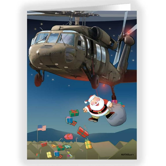 Army Blackhawk Christmas Card - Military 18 Cards/ 19 Envelopes