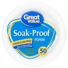 Great Value Soak-Proof Foam Plates, 50 CT