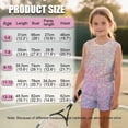 thumbnail image 7 of chaqlin Bling Bling Rainbow Girls 2 Pieces Summmer Outfits Crew Neck Sleeveless T Shirt Biker Shorts with Pockets Lightweight Sport Workout Clothes Aged 5-14, 7 of 7