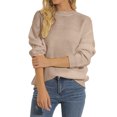 thumbnail image 1 of Gibobby SuéTer Para Mujeres De Moda Mujer 2024 invierno otoño sólido cuello cuello globo manga larga suéteres pulóver ropa de abrigo(Caqui,M), 1 of 6
