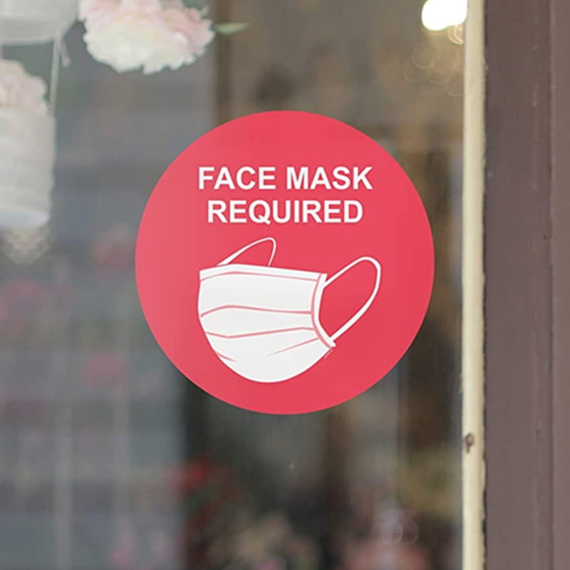 Face Mask Required Sign Wall Window Glass Signage Public Safety Decal Rounded 