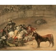 thumbnail image 2 of de Goya, Francisco 14x12 Black Ornate Wood Framed with Double Matting Museum Art Print Titled - Bullfight, Suerte de Varas, 2 of 4