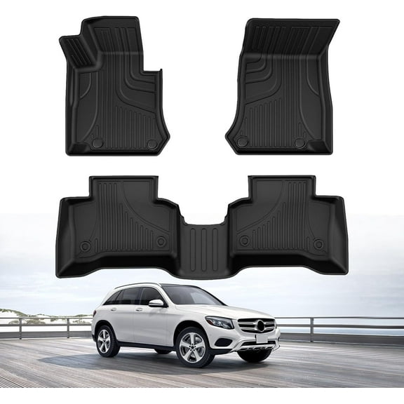 AOMSAZTO Floor Mats for Mercedes-Benz GLC Class 2016-2022 - All Weather Protection Automotive Floor Mats - 1st & 2nd Row Full Set Rubber Floor Liners- Car Mats,Black